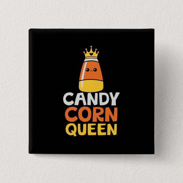 Halloween Candy Corn Queen Crown Cute Birthday Button (Front)