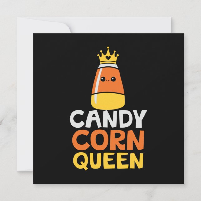 Halloween Candy Corn Queen Crown Cute Birthday Invitation (Front)