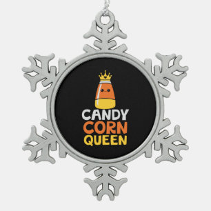 Halloween Candy Corn Queen Crown Cute Birthday Snowflake Pewter Christmas Ornament