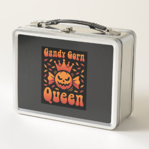 Halloween Candy Corn Queen Retro Vector Design Metal Lunch Box