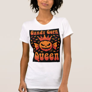 Halloween Candy Corn Queen Retro Vector Design T-Shirt