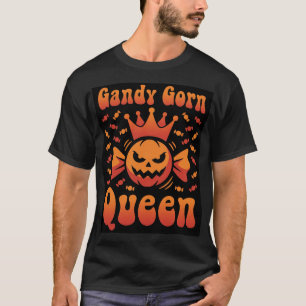 Halloween Candy Corn Queen Retro Vector Design T-Shirt