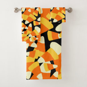 Halloween Candy Corn Seamless Pattern Bath Towel Set