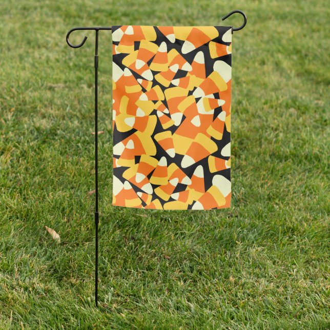 Halloween Candy Corn Seamless Pattern Garden Flag (In SItu)