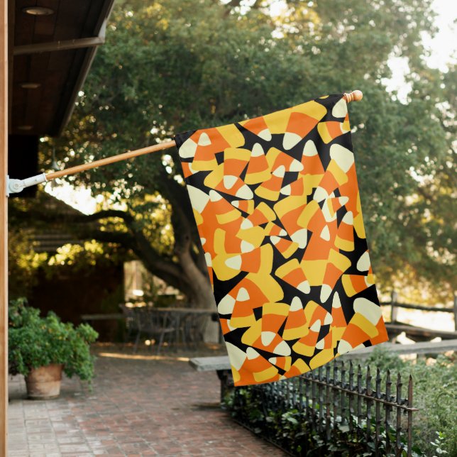 Halloween Candy Corn Seamless Pattern House Flag (In SItu)