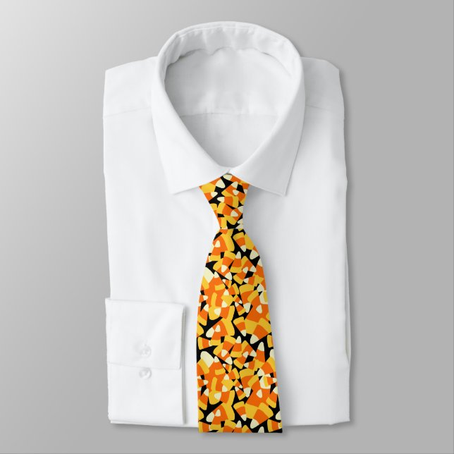 Halloween Candy Corn Seamless Pattern Neck Tie (Tied)