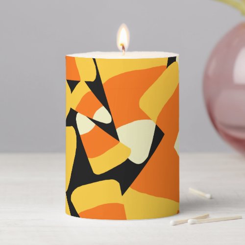 Halloween Candy Corn Seamless Pattern Pillar Candle