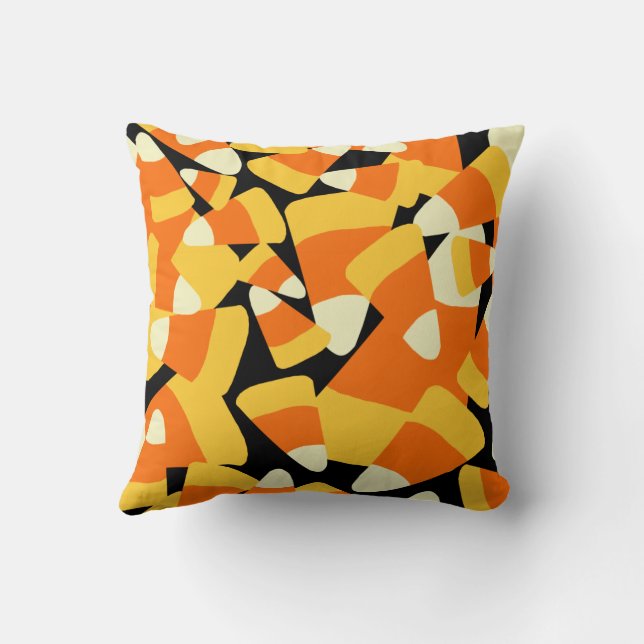 Halloween Candy Corn Seamless Pattern Throw Pillow (Back)