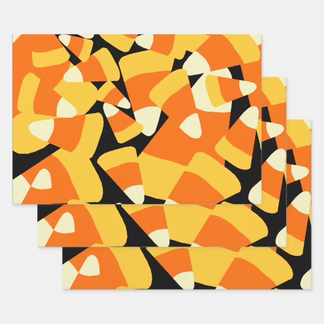 Halloween Candy Corn Seamless Pattern Wrapping Paper Sheets (Set)