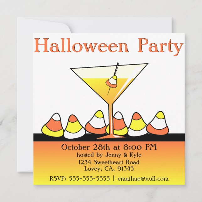 Halloween Candy Corntini Party Invitations (Front)