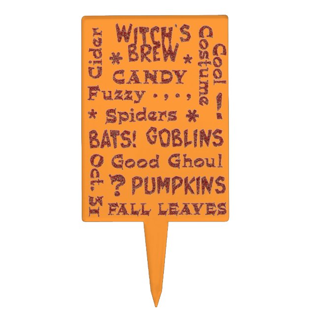 Halloween Candy Costume Oct 31 Orange and Black Cake Topper (Front)