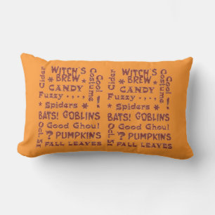 Halloween Candy Costume Oct 31 Orange and Black Lumbar Pillow