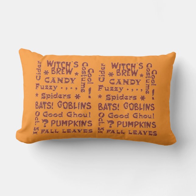 Halloween Candy Costume Oct 31 Orange and Black Lumbar Pillow (Front)