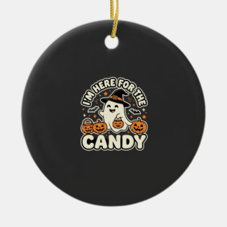 Halloween Candy Ghost Pumpkin Design Ceramic Ornament