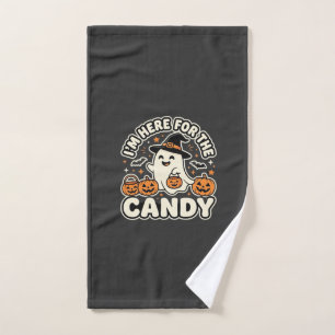 Halloween Candy Ghost Pumpkin Design Hand Towel