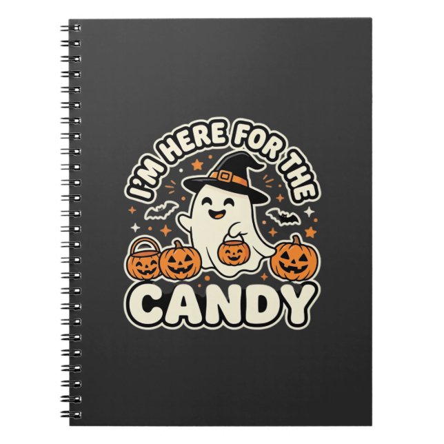 Halloween Candy Ghost Pumpkin Design Notebook (Front)