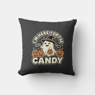 Halloween Candy Ghost Pumpkin Design Throw Pillow