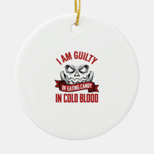 Halloween Candy Guilty Vintage Pumpkin Design_1 Ceramic Ornament