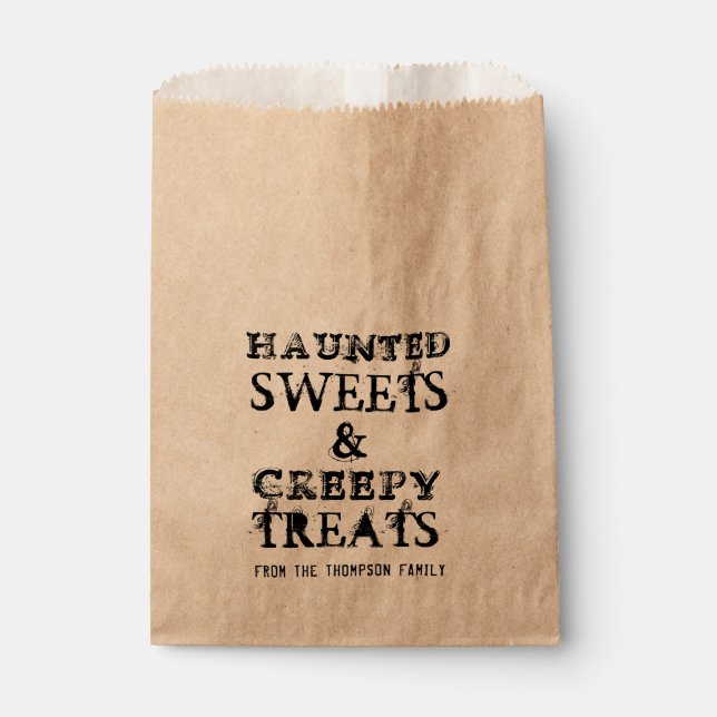 Halloween Candy Haunted Sweets Creepy Treats Goody Favor Bag (Front)