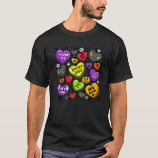 Halloween Candy Heart Spooky Vibes Trick Or Treat  T-Shirt