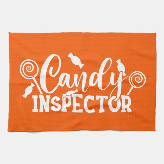 Halloween Candy Inspector Kitchen Towel (Horizontal)