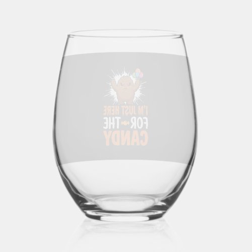Halloween Candy Monster Quote Design Stemless Wine Glass