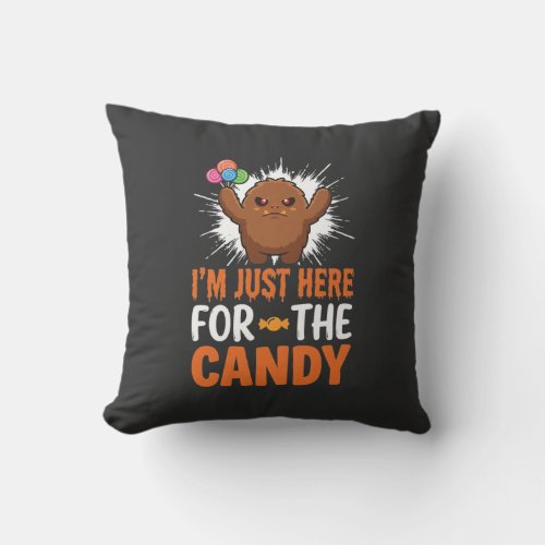 Halloween Candy Monster Quote Design Throw Pillow