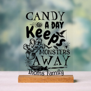 Halloween Candy Monsters Saying Typography Party Acrylic Sign