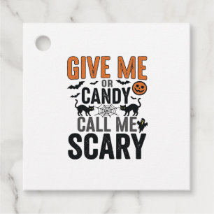 Halloween Candy or Call Me Scary Vintage Graphic_1 Favor Tags