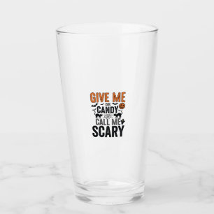 Halloween Candy or Call Me Scary Vintage Graphic_1 Glass