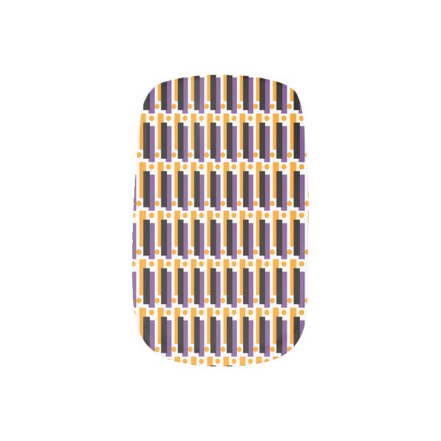 Halloween Candy Orange Purple Geometrics Minx Nail Art (Left Thumb)
