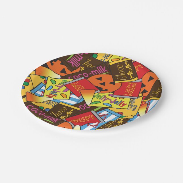 Halloween candy paper plates (Angled)