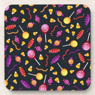 Halloween candy pattern beverage coaster