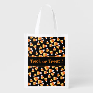 Halloween candy pattern, fun candy corn treats grocery bag