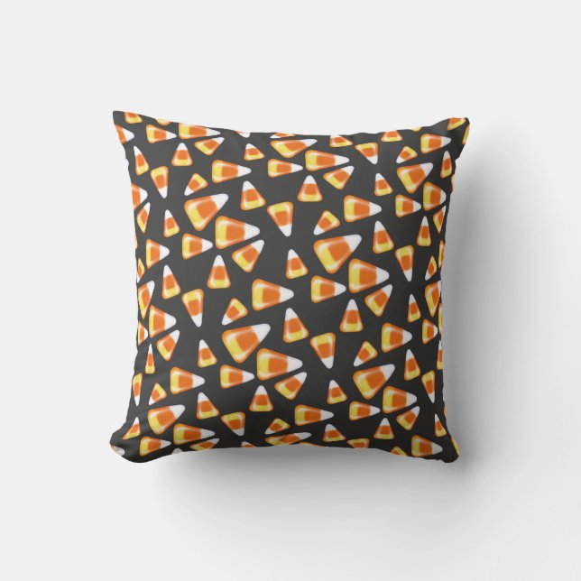 Halloween candy pattern, fun candy corn treats  throw pillow (Front)