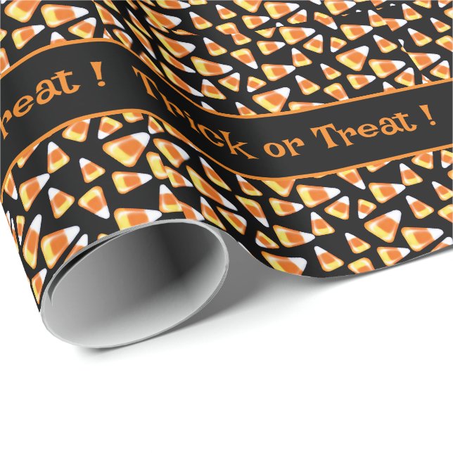 Halloween candy pattern, fun candy corn treats   wrapping paper (Roll Corner)