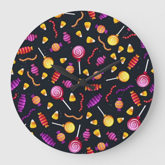 Halloween candy pattern large clock (Front)