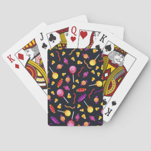 Halloween candy pattern poker cards