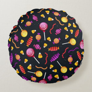 Halloween candy pattern round pillow