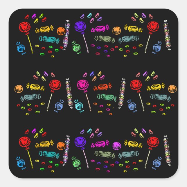 Halloween Candy Pattern Square Sticker (Front)