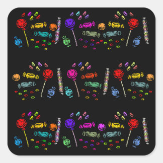 Halloween Candy Pattern Square Sticker