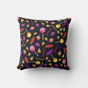 Halloween candy pattern throw pillow