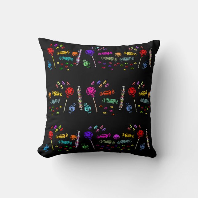 Halloween Candy Pattern Throw Pillow (Front)