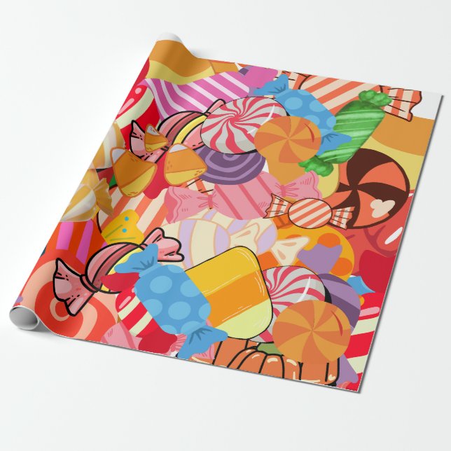 Halloween candy pattern wrapping paper (Unrolled)