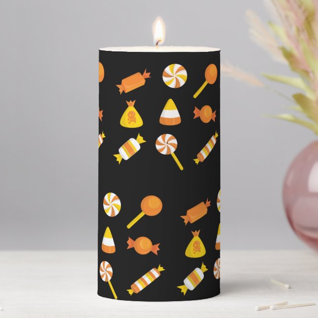 Halloween Candy Pillar Candle (In Situ)