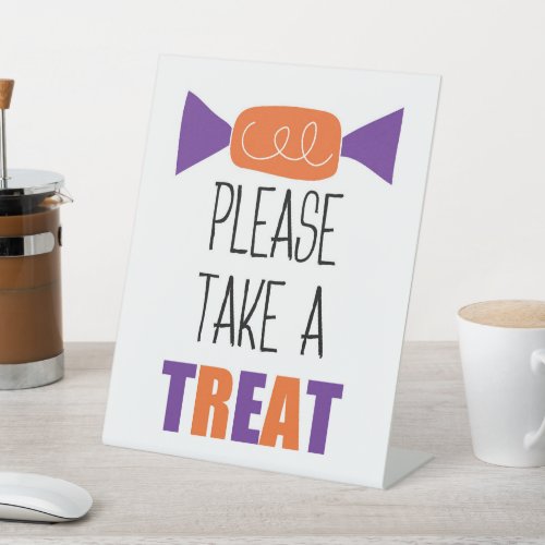 Halloween Candy Please Take a Treat Pedestal Sign