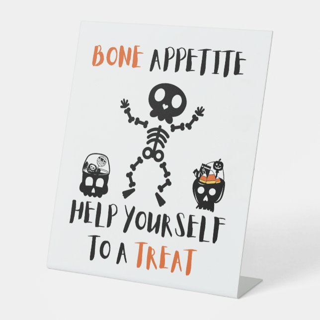Halloween candy porch sign loot bag cute skeleton (Front)