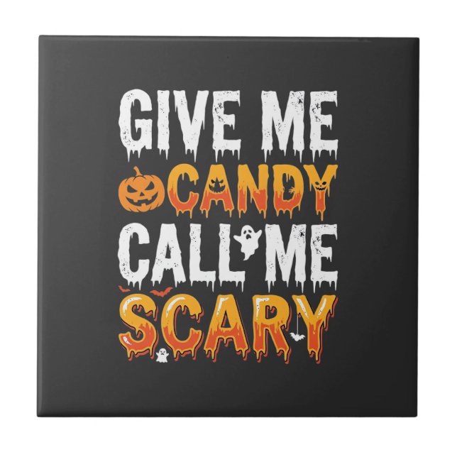 Halloween Candy Scary Ghost Design_1 Ceramic Tile (Front)