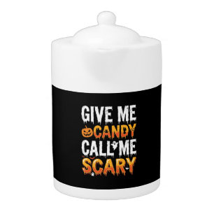 Halloween Candy Scary Ghost Design_1 Teapot