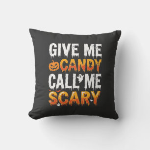 Halloween Candy Scary Ghost Design_1 Throw Pillow